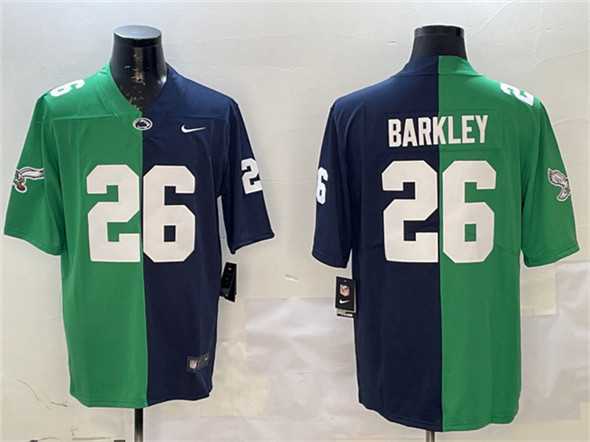 Men's Philadelphia Eagles #26 Saquon Barkley Green & Navy Split Vapor Untouchable Limited Stitched Jersey Dzhi,We sell and wholesale Men's Philadelphia Eagles #26 Saquon Barkley Green & Navy Split Vapor Untouchable Limited Stitched Jersey Dzhi on line form chian!